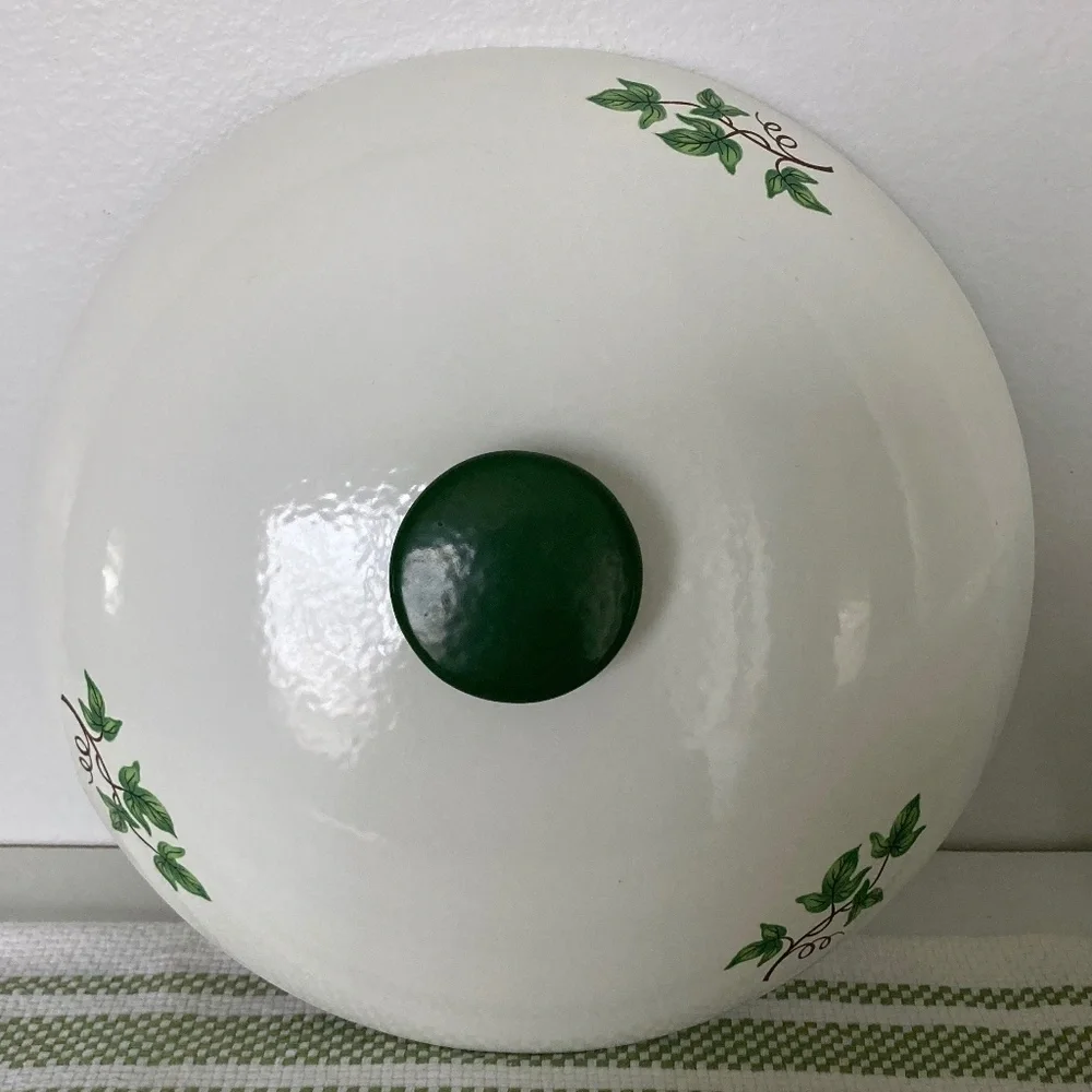 Vintage Green Ivy PRIZER-WARE 2 QT Cast Iron Casserole Dish w/ Cover Lid
